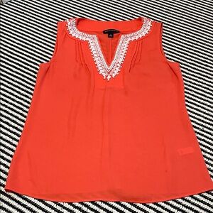 Banana Republic Orange Sleeveless Blouse with White Bead Detailing